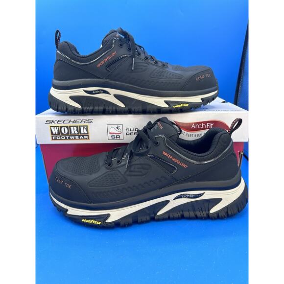 Skechers Arch Fit Road Walker-Raylan Black Composite Toe Workwear Size 9.5 - Picture 1 of 7